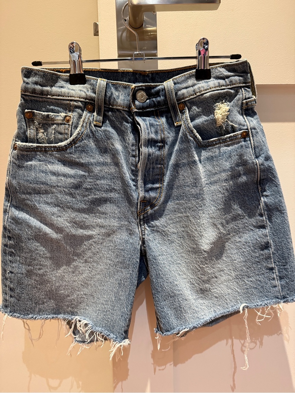 Levi’s 501 distressed denim shorts